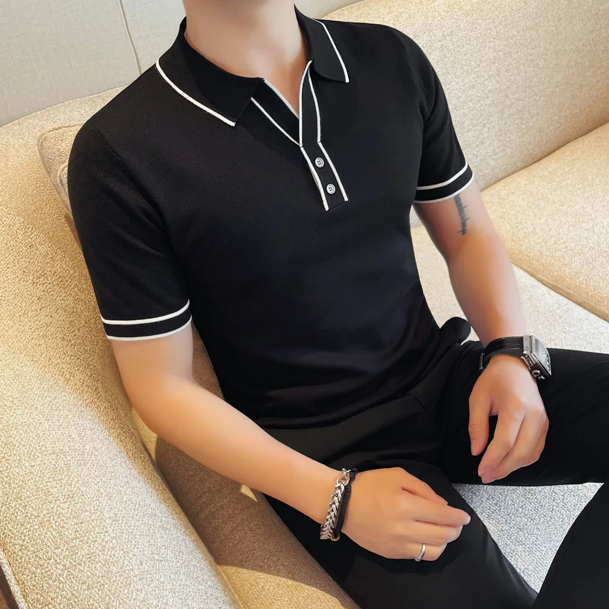 Solid Short Sleeve Slim-Fit Polo Shirt