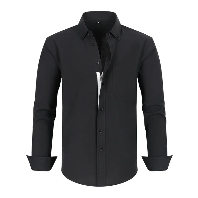 Solid Casual Zipper Fake Buttons Shirt