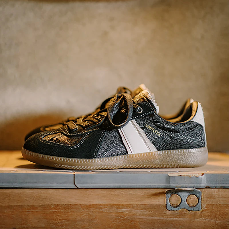 Geometric Black Casual Synthetic Sneakers