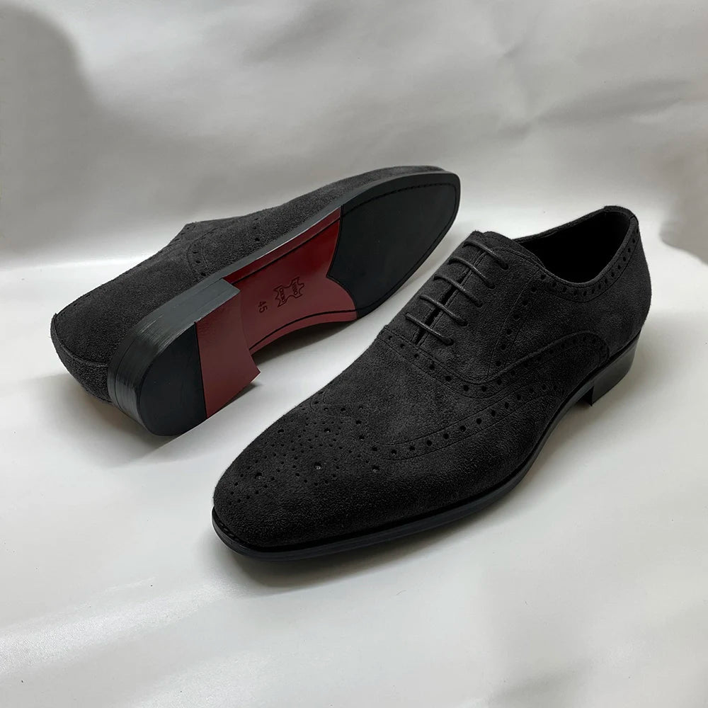 Soft Cow Suede Dots Oxfords Shoes