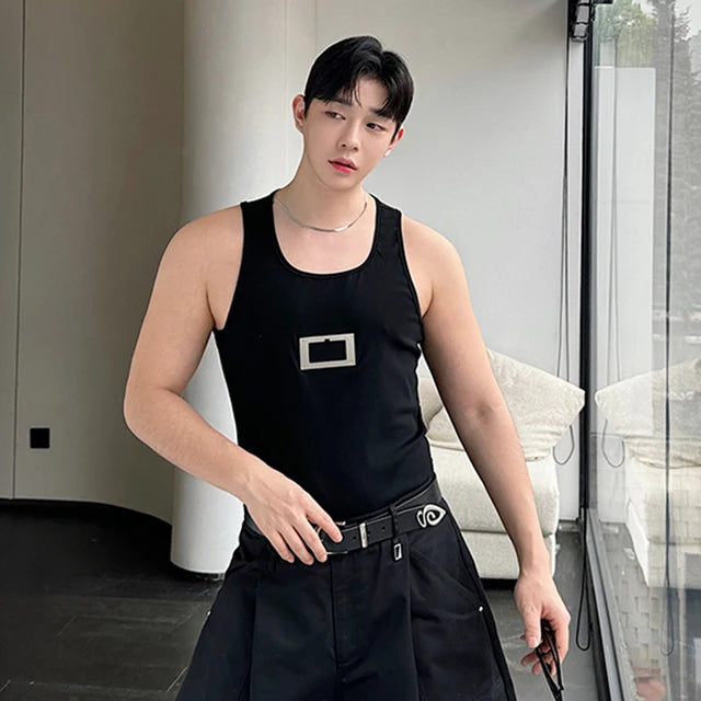 Metal Appliques Round Neck Tank Top