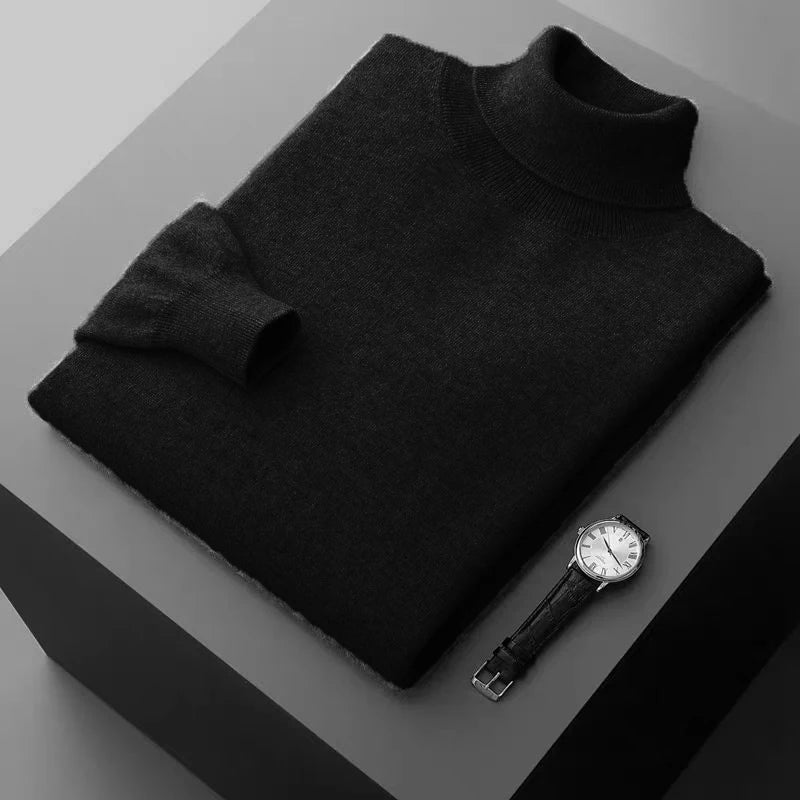 Solid Color Knitted Turtleneck Sweater