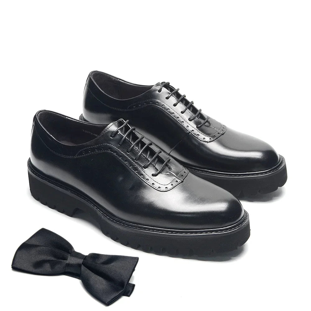 Genuine Leather Height Increasing Oxford Shoes