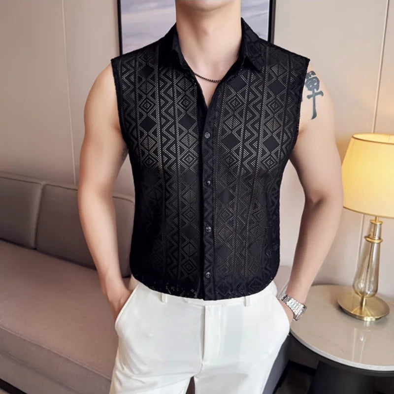 Hollow Geometric Lace Comfortable Vest