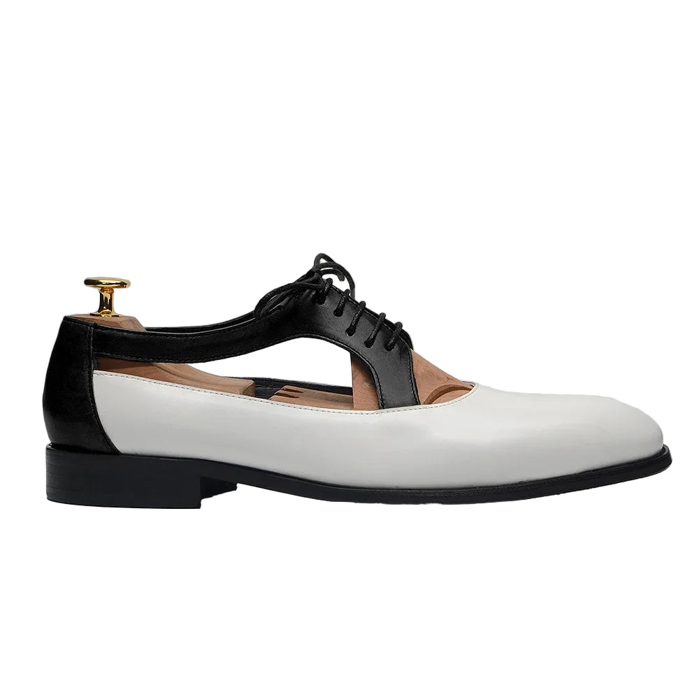 Lace-Up Hollow Genuine Leather Shoes