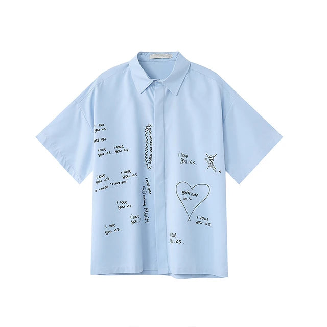 Cute Letter Trend Short Sleeve Shirt