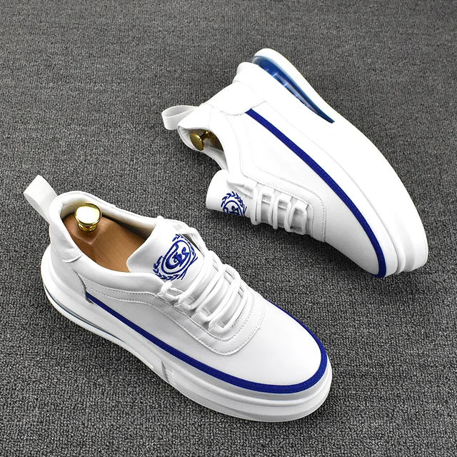 White Line Color Genuine Leather Sneakers
