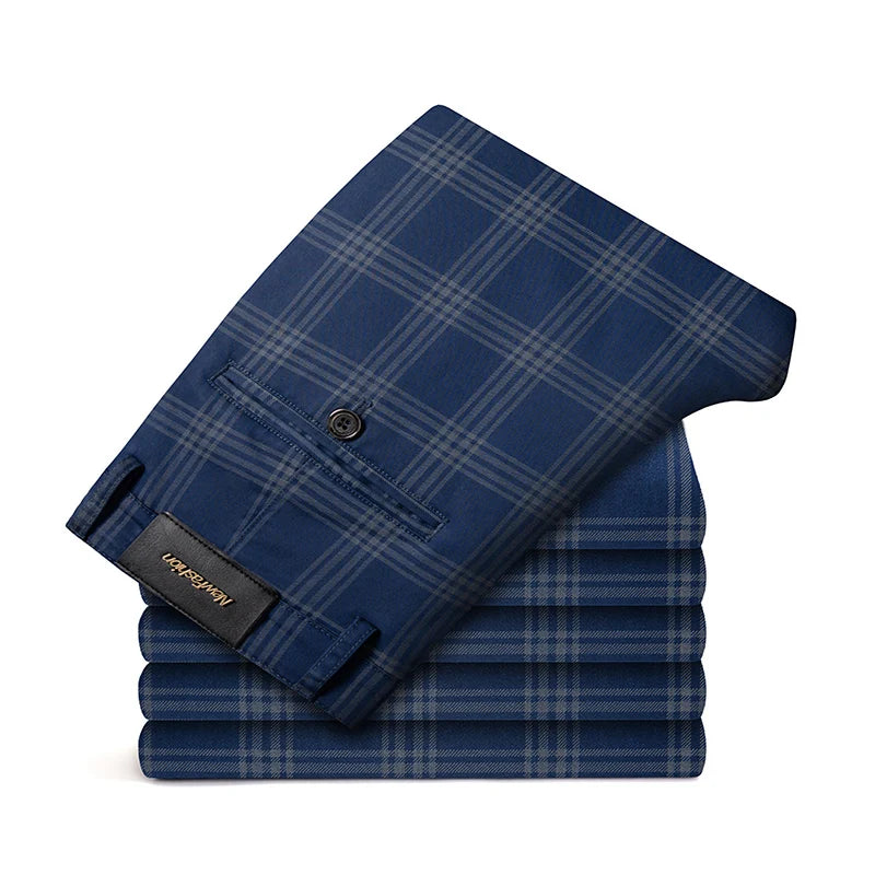 Plaid Slim Fit Straight Pants
