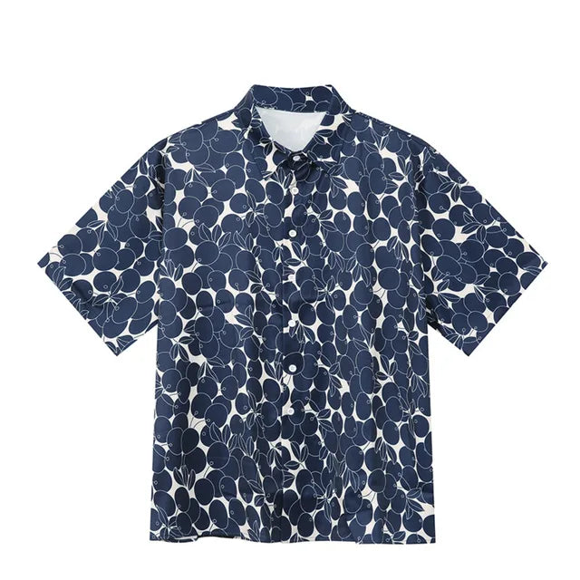 Lapel Printing Short Sleeve Casual Shirt