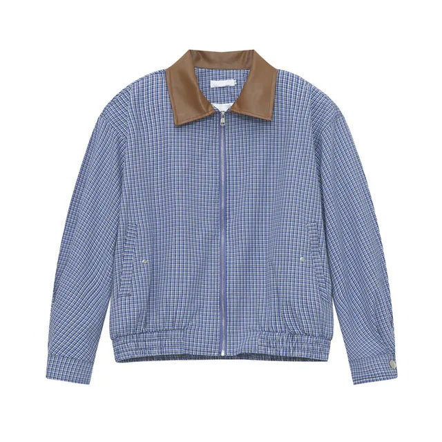 Vintage Patchwork Blue Plaid Jacket