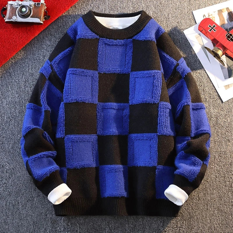 Checkered Pattern Pullover Sweater