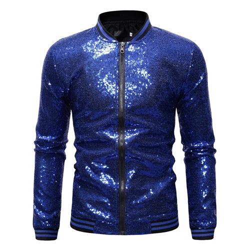 Solid Sequin Bomber Baseball Jacket