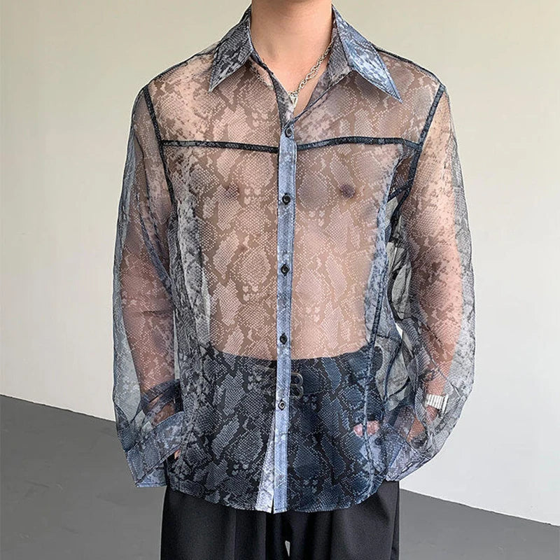 See-Through Snakeskin Single Breasted Shirt