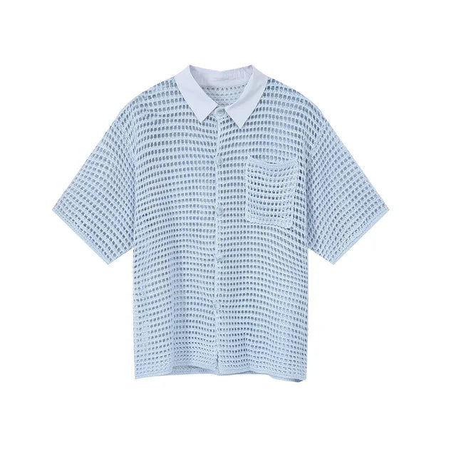 Casual Breathable Hollow Out Shirt