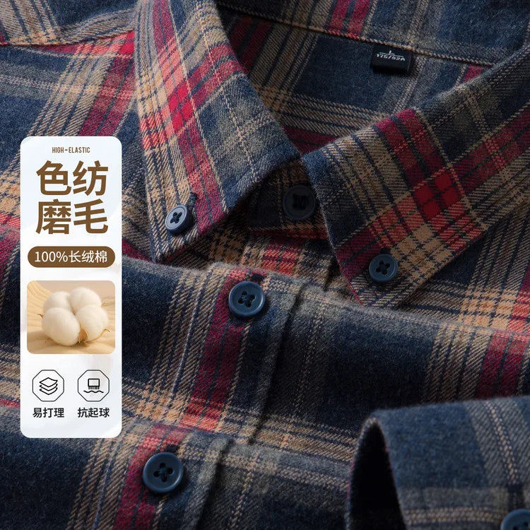 Plaid Cotton Flannel Men's Shirt