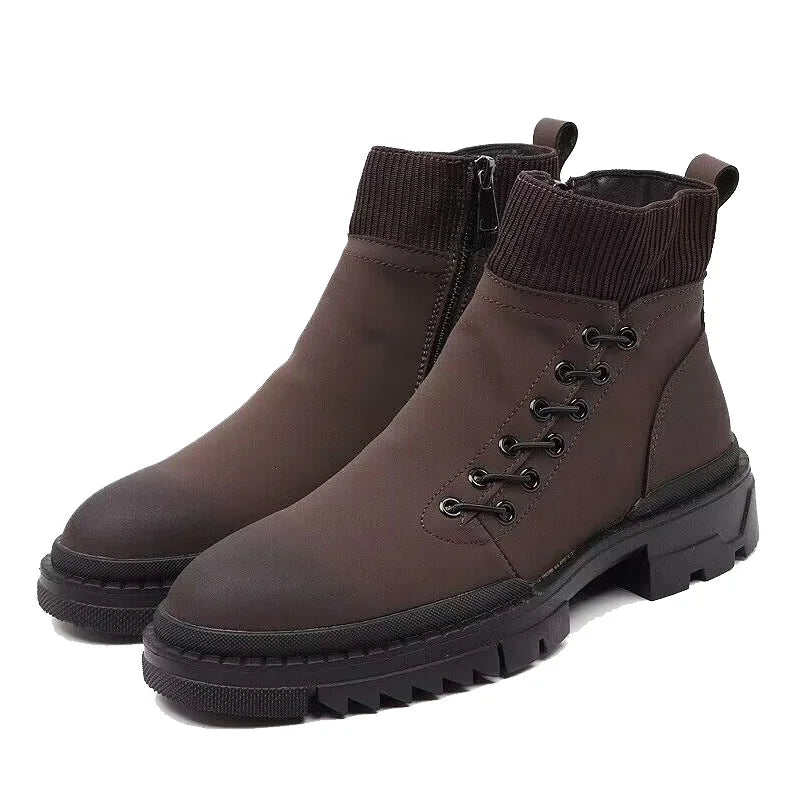 Out Stitched Decoration Solid Platform Boots