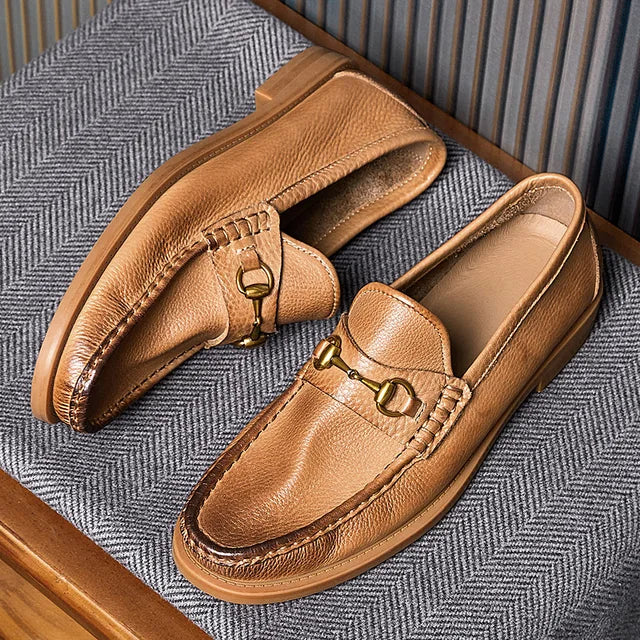 Brown Genuine Leather Casual Loafers