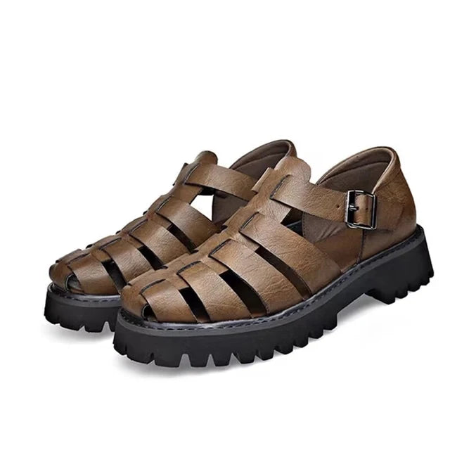 Platform Genuine Leather Hollow Out Sandals