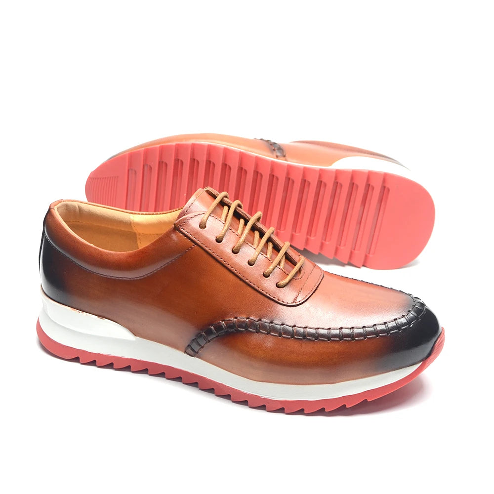 Men's Stitches Lace-Up Leather Casual Shoes