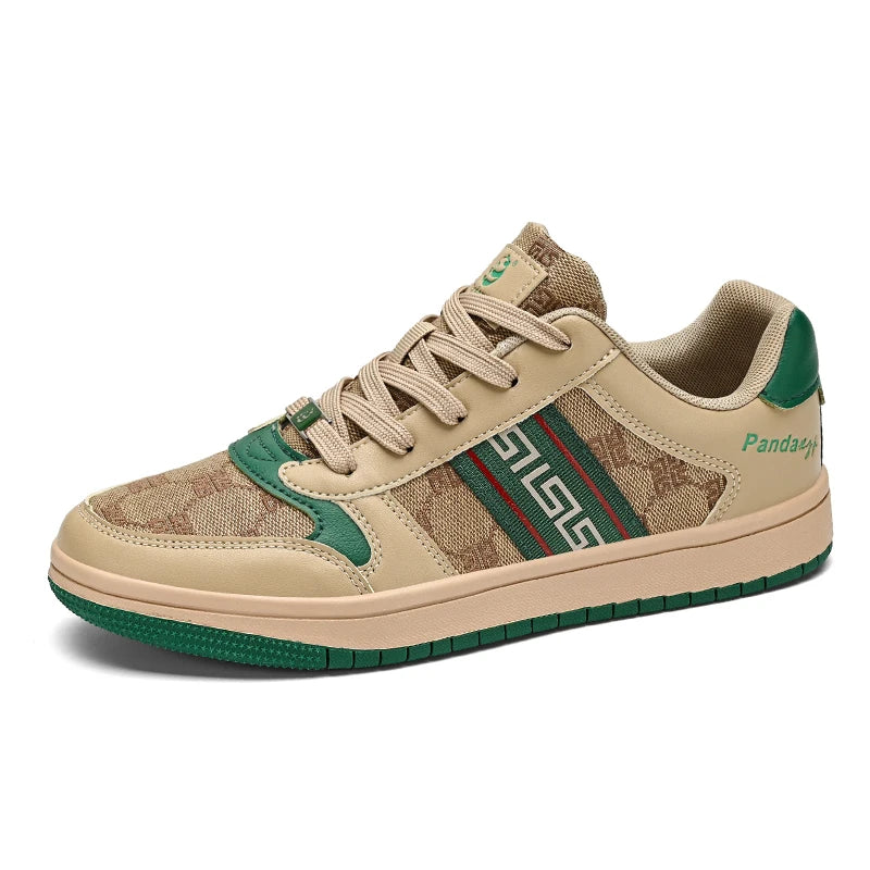 Geometric Pattern Breathable Lace-Up Sneakers