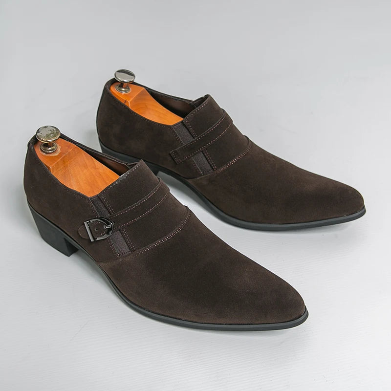 Suede Heeled Banquet Men's Shoes