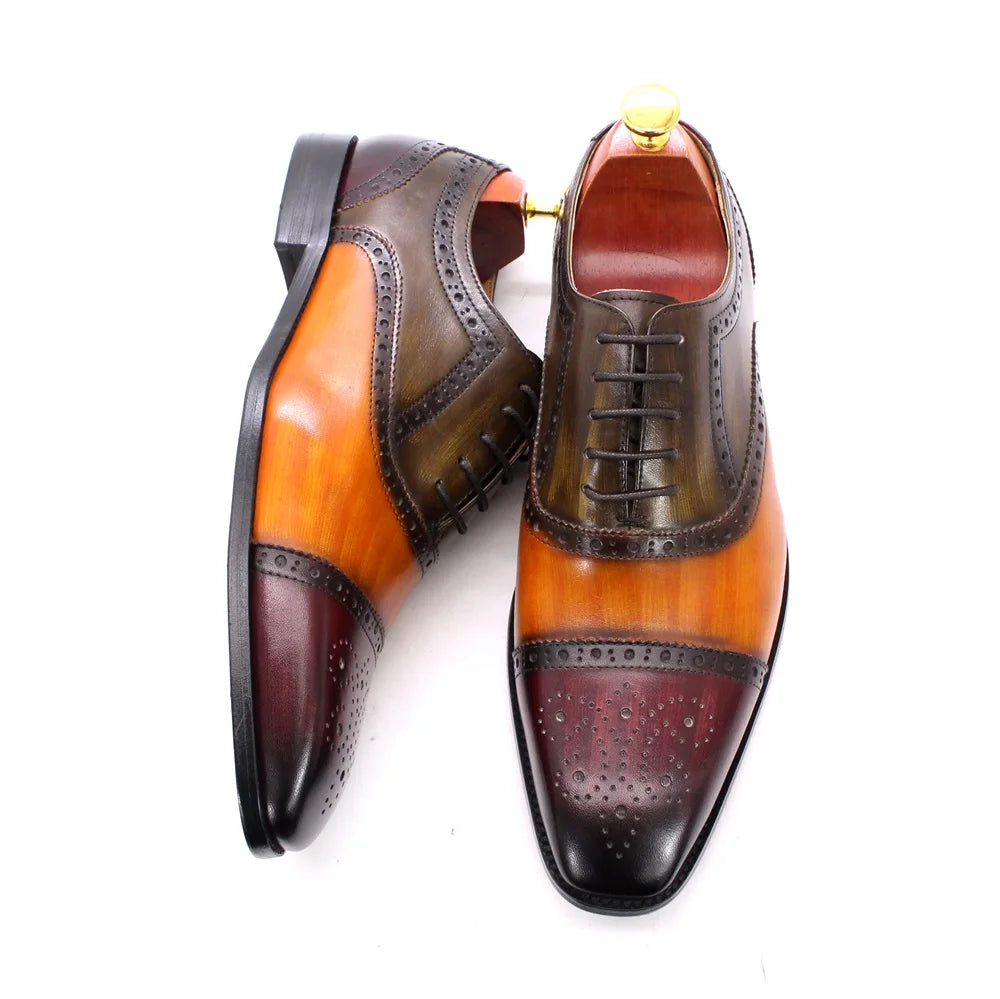 Classic Men‘s Mixed Color Brogue Shoes