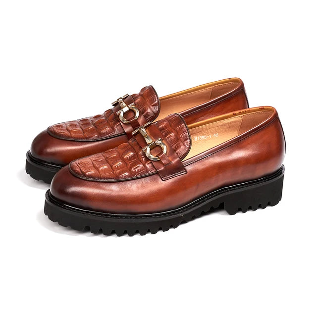 Genuine Leather with Metal Appliques Men's Loafers