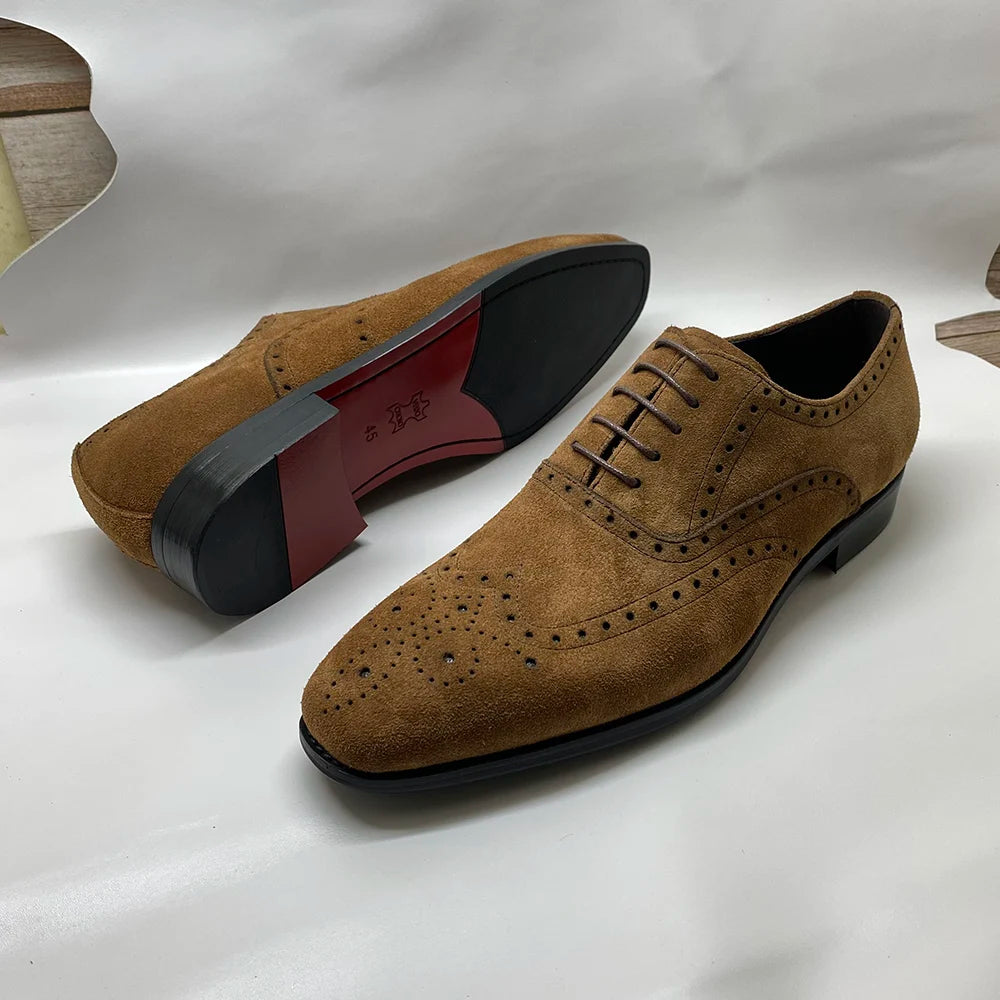Soft Cow Suede Dots Oxfords Shoes