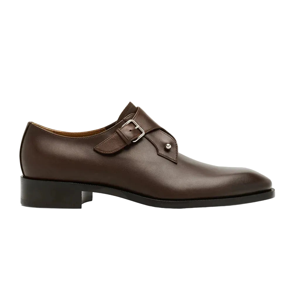 Metallic Buckle Calfskin Almond-Toe Shoes