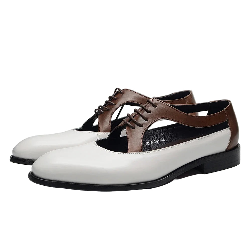 Lace-Up Hollow Genuine Leather Shoes