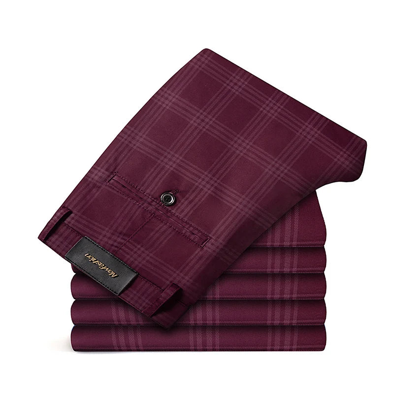 Plaid Slim Fit Straight Pants