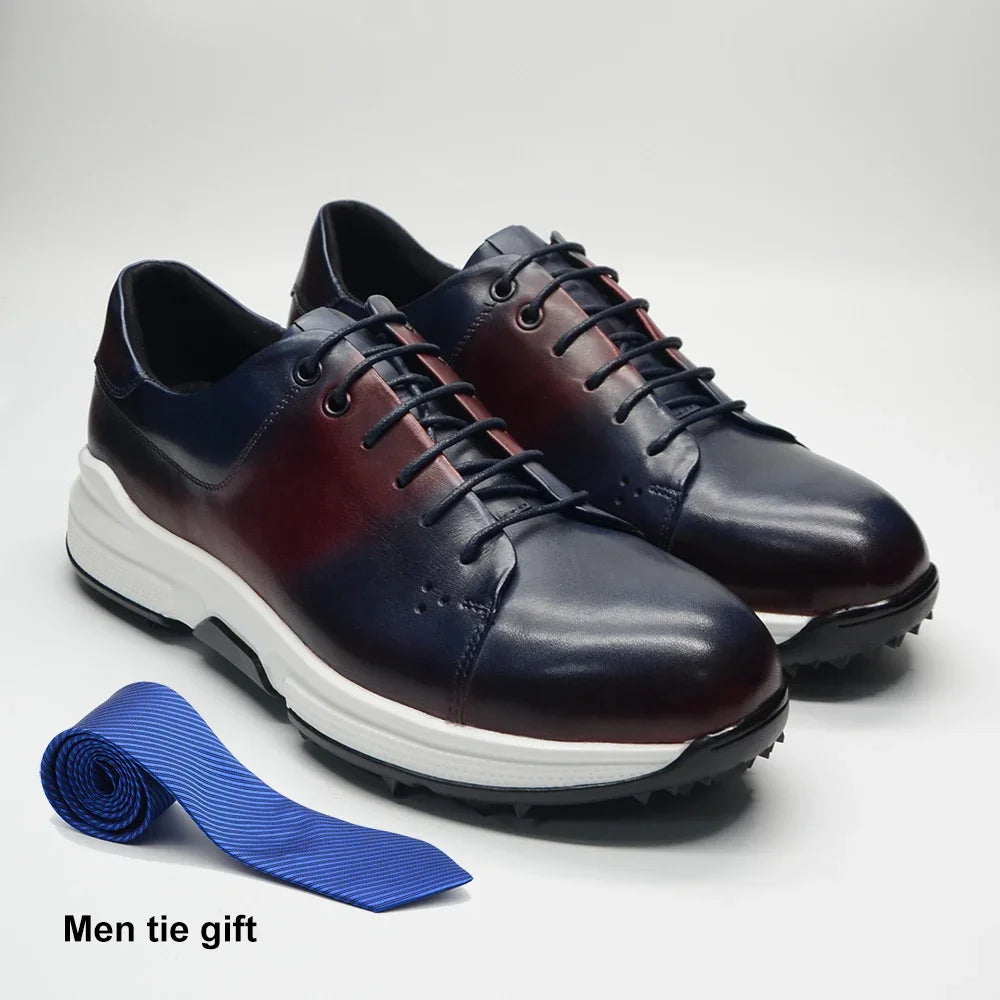 Burgundy with Blue Genuine Leather Shoes