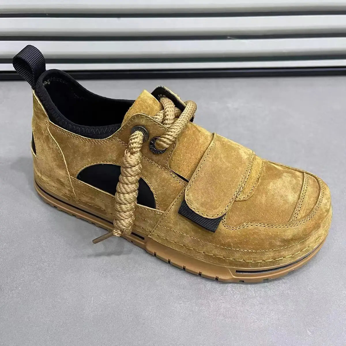 Cross-Tied Solid Suede Sneakers