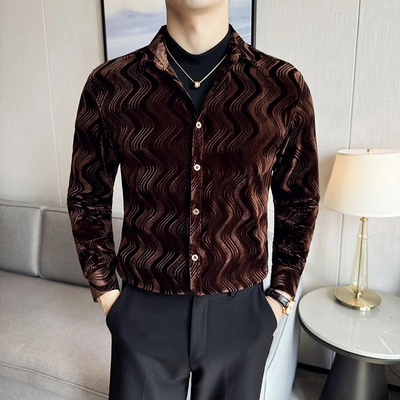 Dual-Layer Velvet Elegance Shirt