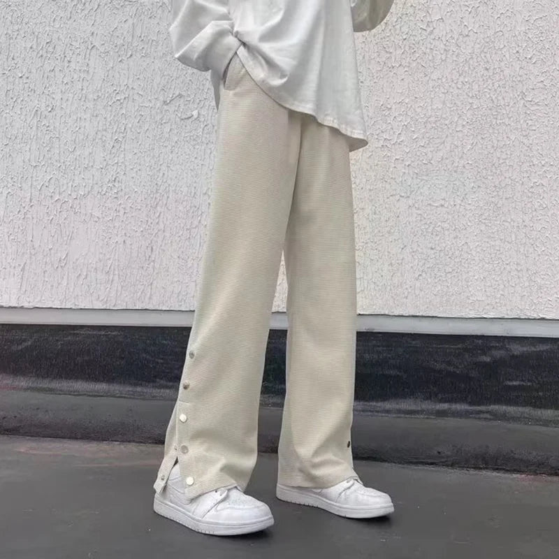 Straight-Leg Split Button Pants