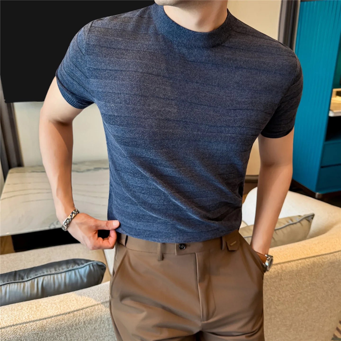 Broadcloth Knitted Short Sleeve T-Shirt