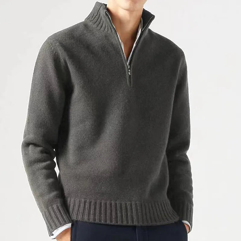 Daily Warm Solid Turtlenecks Half Zip Sweater