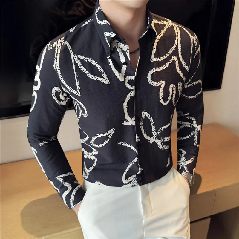 Breathable Floral Printed Men's Shirt
