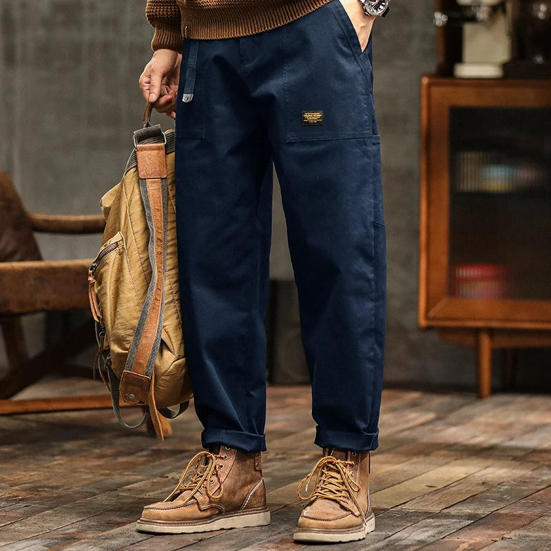 Cotton Mid-Waist Cargo Pants
