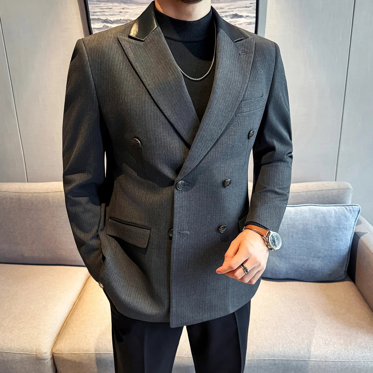 Double-Breasted Structured Blazer