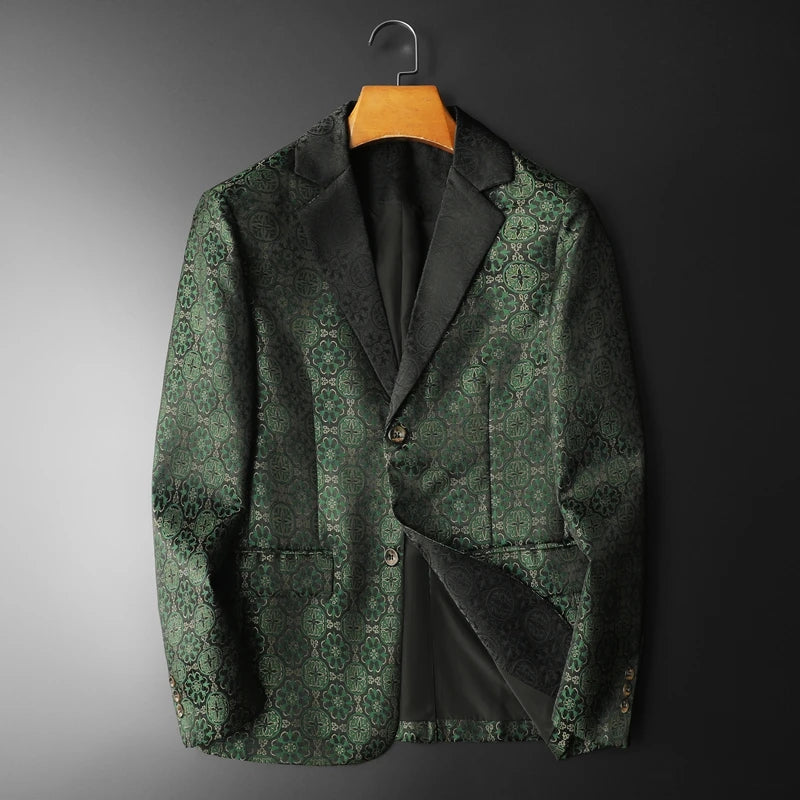 Geometric Pattern Polyester Men's Blazer
