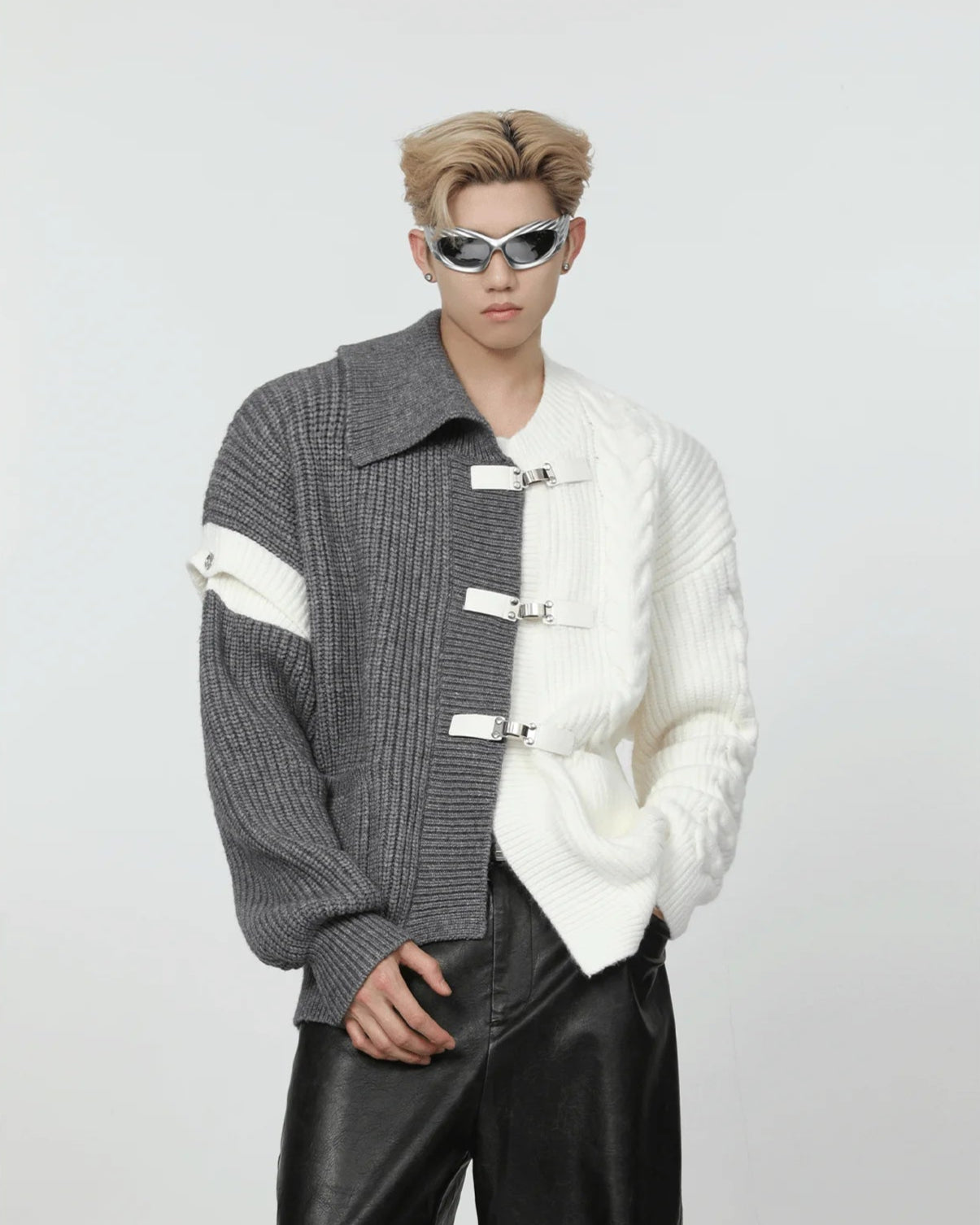 Hip Hop Patchwork Knitted Solid Jacket