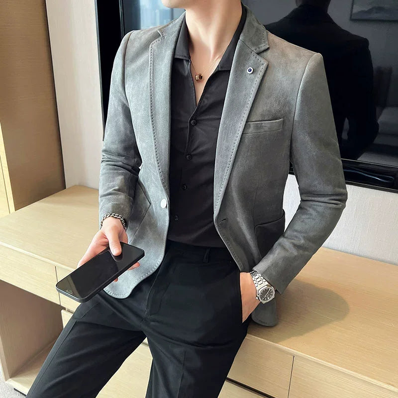 Classic Velvet Solid Slim Fit Blazer
