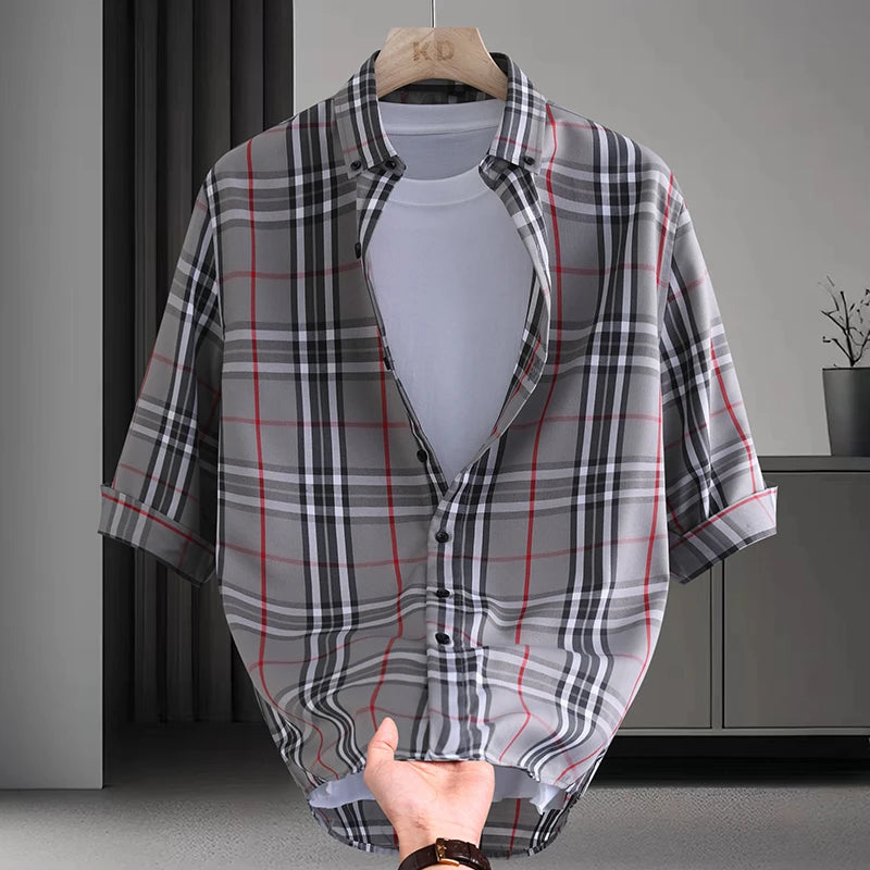 Plaid Pattern Half Sleeved Shirt