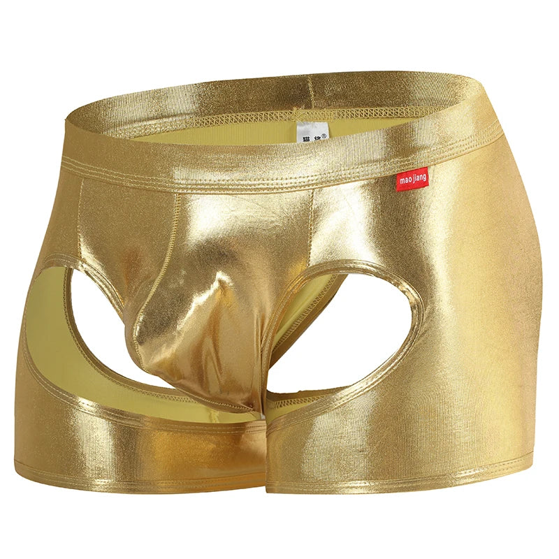 Exotic Faux Leather Hollow Out Boxer
