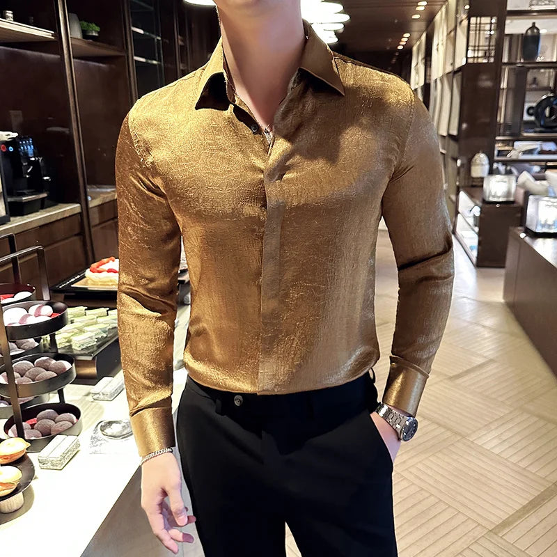 Glossy Anti-Wrinkle Slim-Fit Shirt