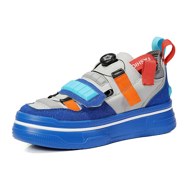 Rotary Buckle Casual Microfiber Sneakers