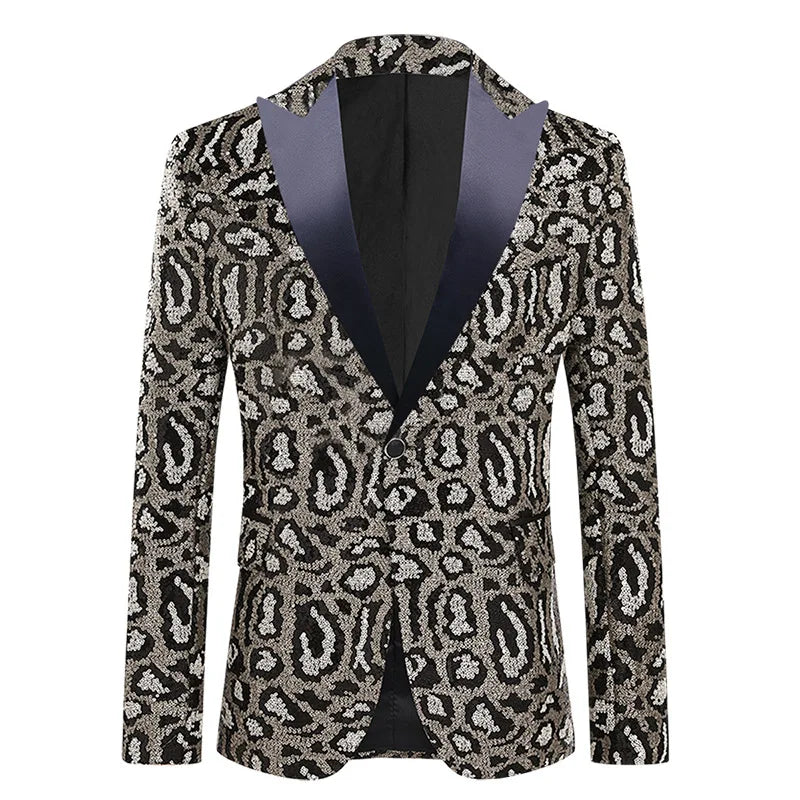 Leopard Sequins Luxury Men Blazer