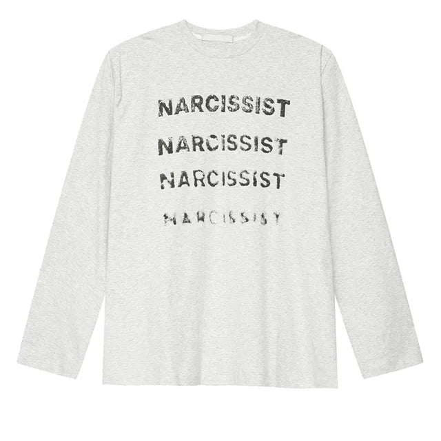 Greyish Letter Printing Contrast Color T-Shirt