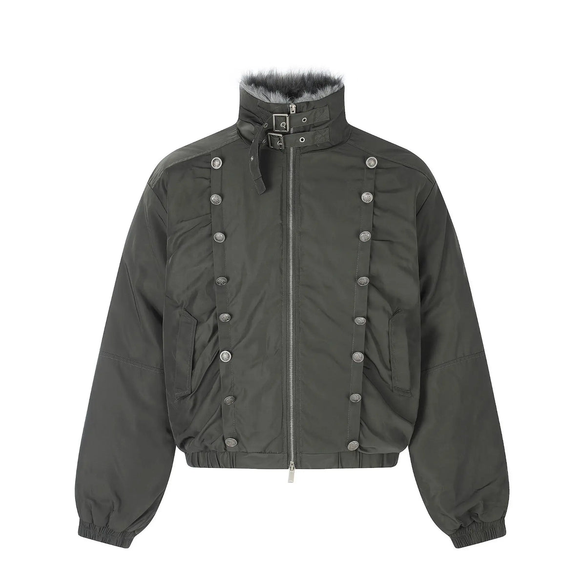 Retro Stand Collar Multi Button Jacket